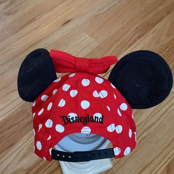 Disney Parks Minnie Mouse Youth Baseball Red Polka Dot Hat Cap w/ Ears And Bow - Picture 2 of 5